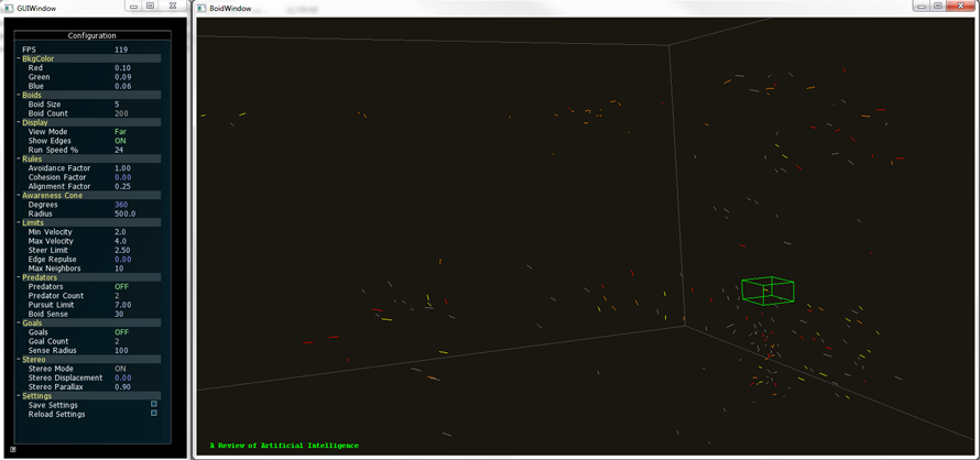 Boids 2.0 Screenshot using coloring